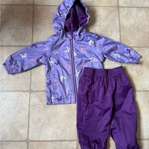 Purple Butterfly Print Jacket and Pants Set